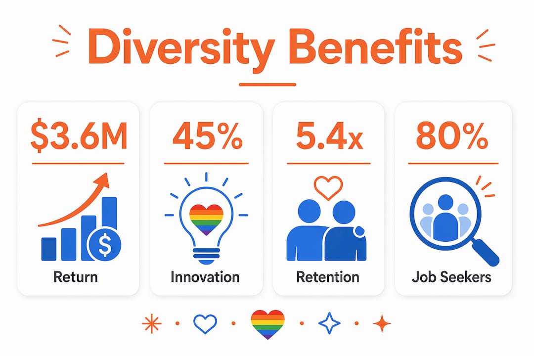 Infographic showing key statistics on diversity partnership benefits