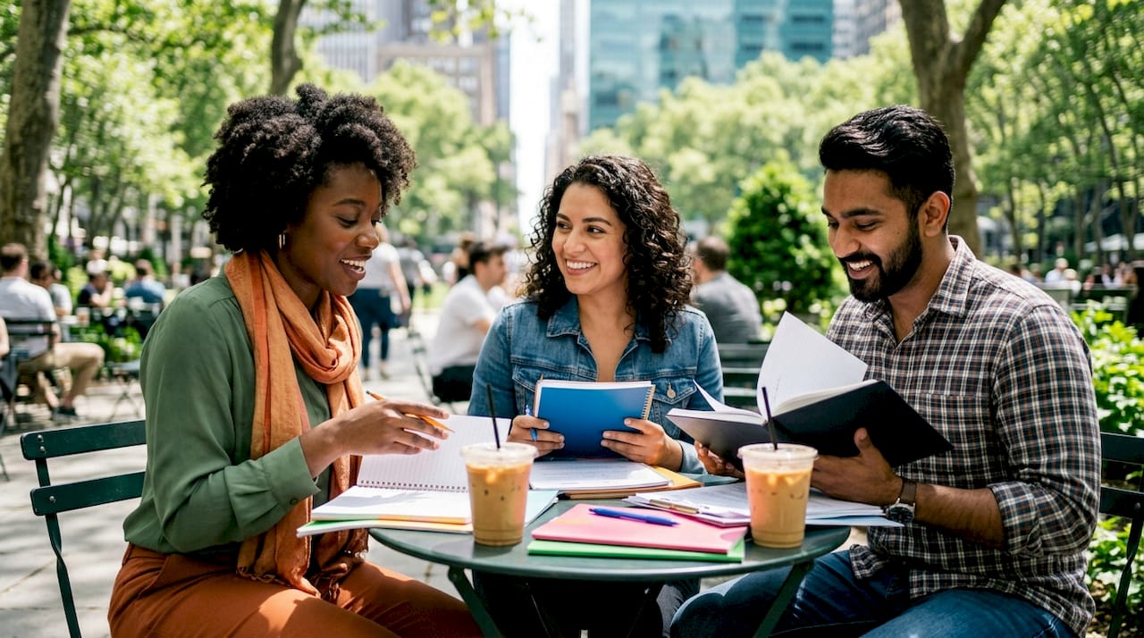 Diverse professionals collaborating in office meeting
