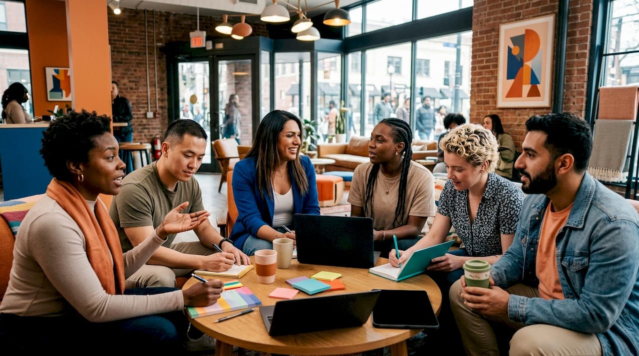 LGBTQ+ advisory board collaborating in meeting