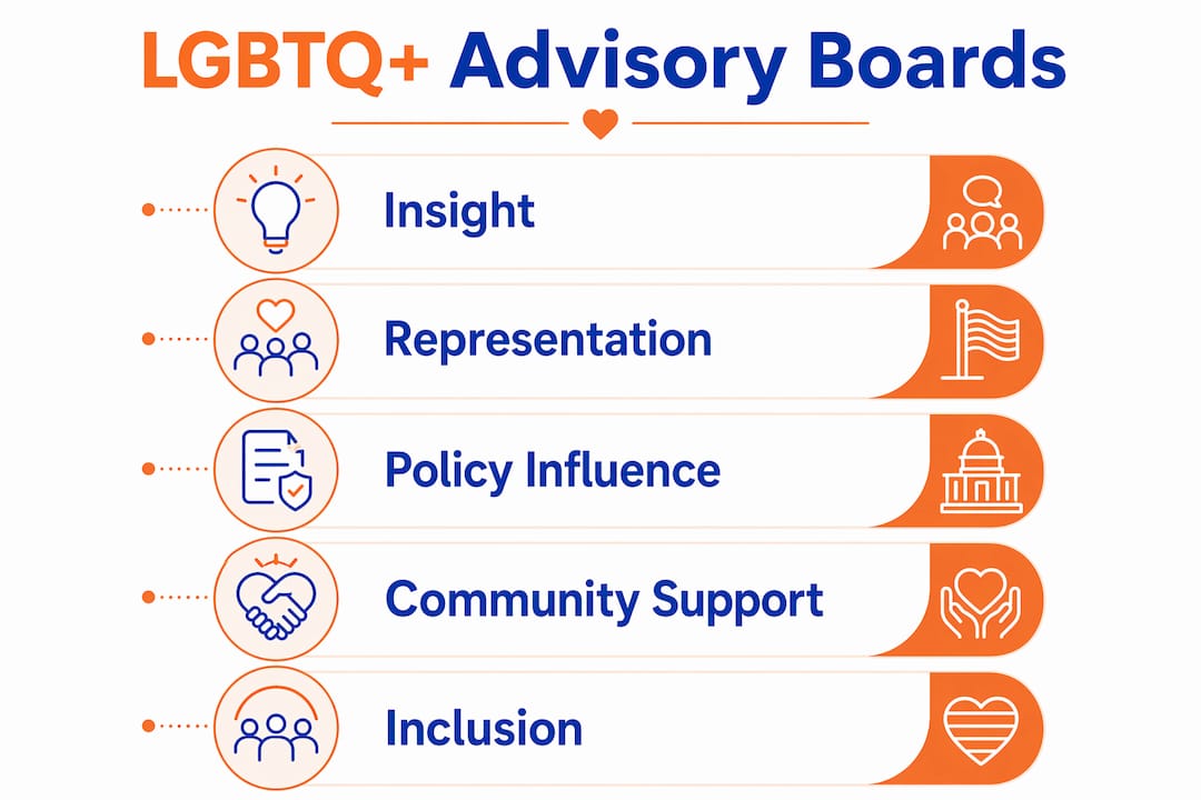 Infographic outlining LGBTQ+ advisory boards key roles