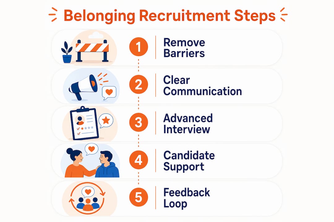 Infographic illustrating belonging recruitment process steps