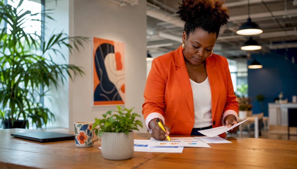 HR leader reviewing DEI hiring target documents