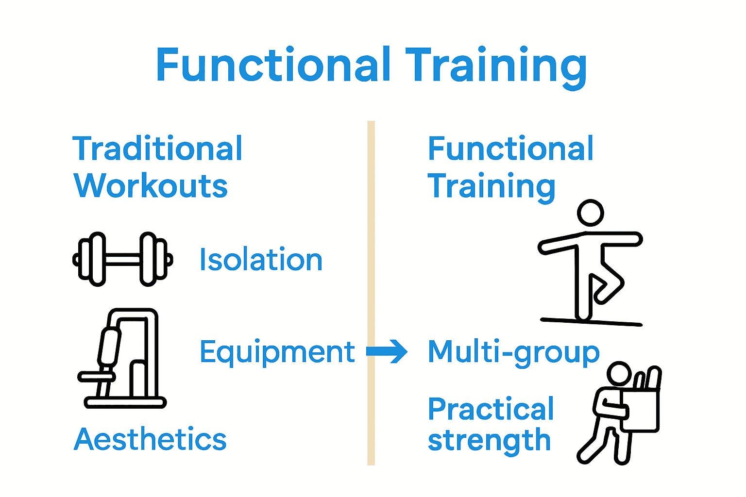 Infographic comparing traditional workouts to functional training.