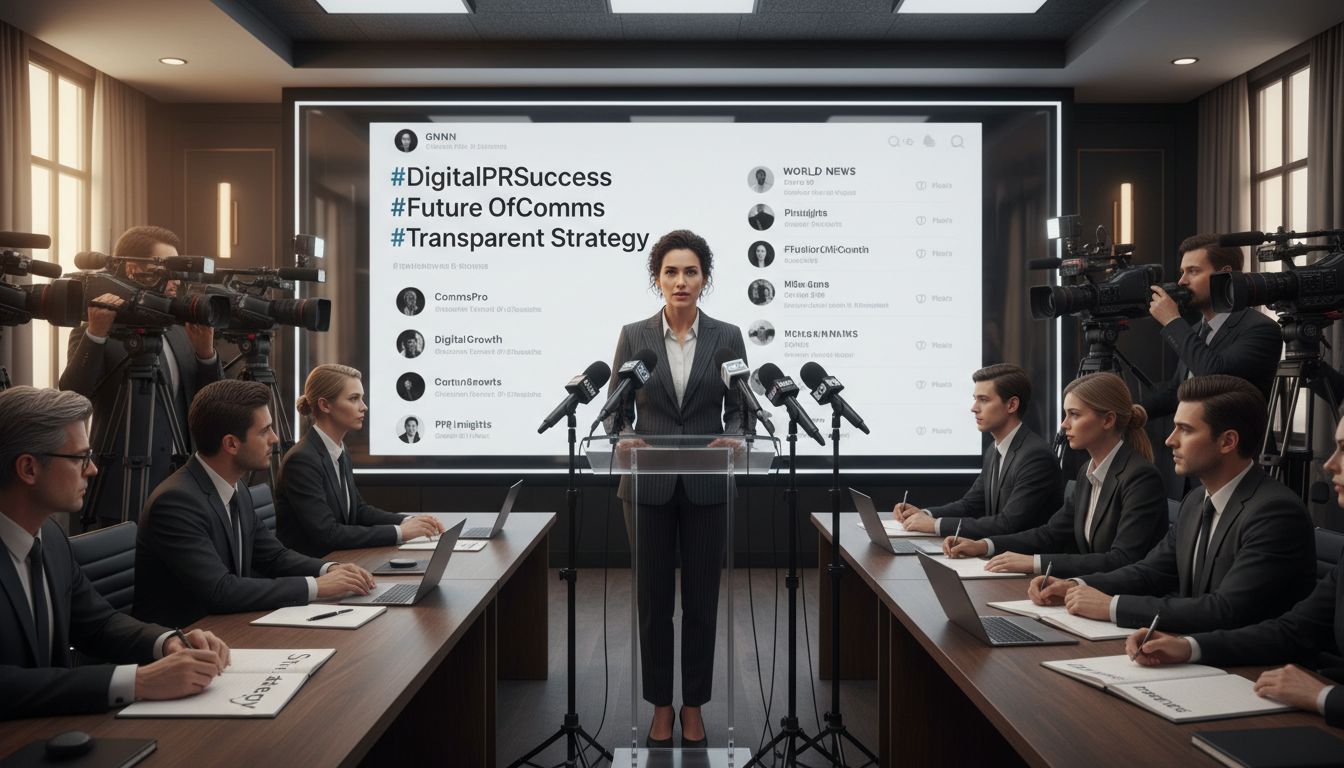 Spokesperson leads digital PR media event