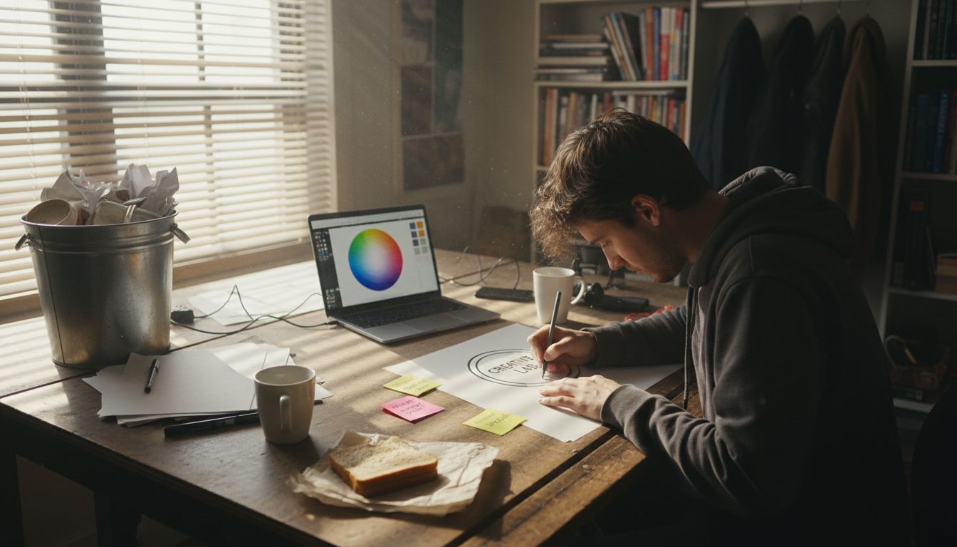 Designer creating visual brand identity