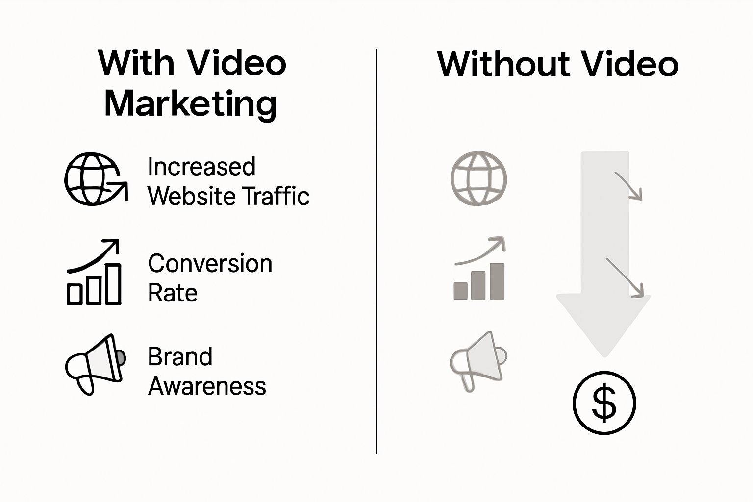 Infographic comparing ROI with and without video