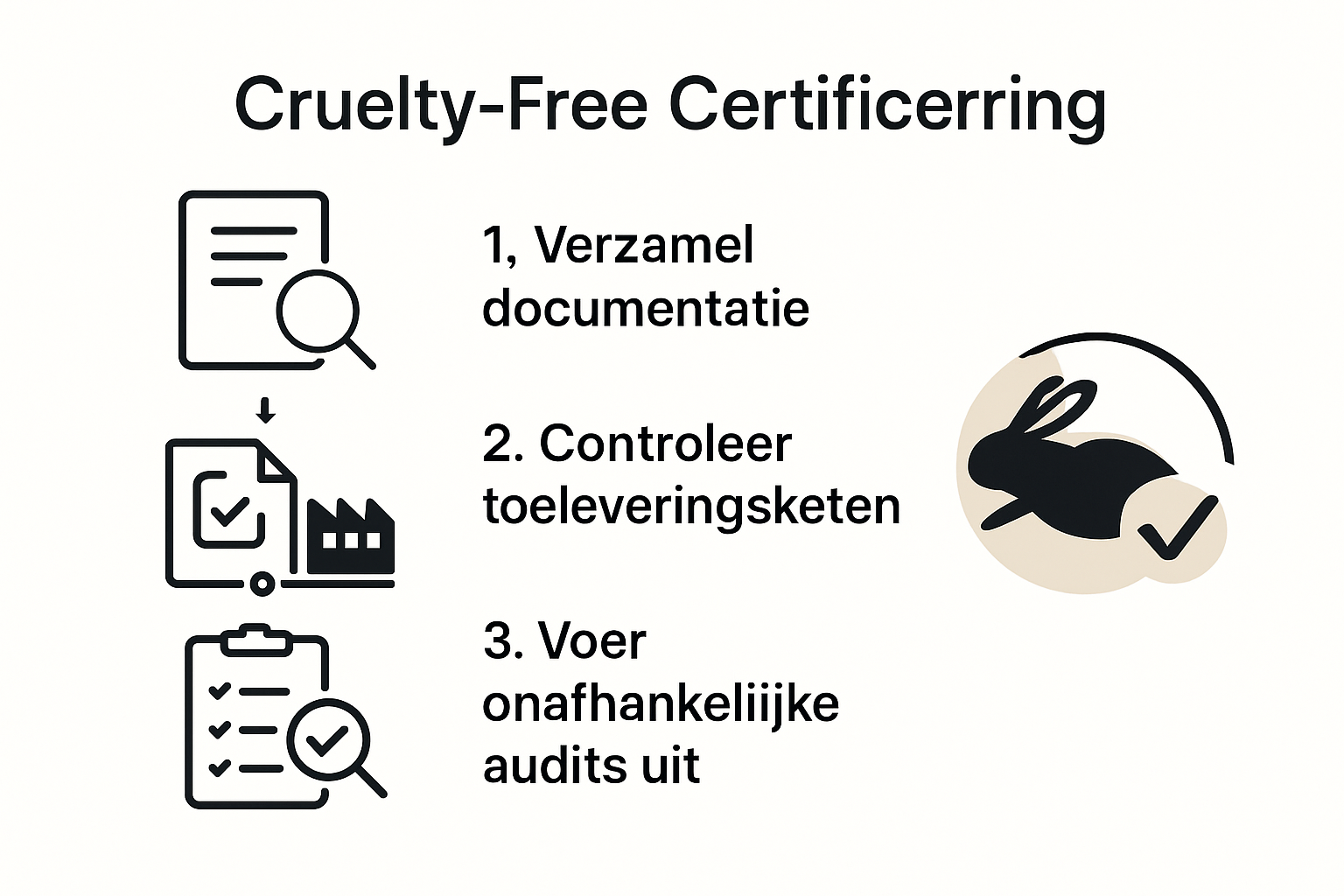 Hoe verloopt het traject naar een cruelty-free keurmerk? Een overzicht van de stappen en de tijdslijn.