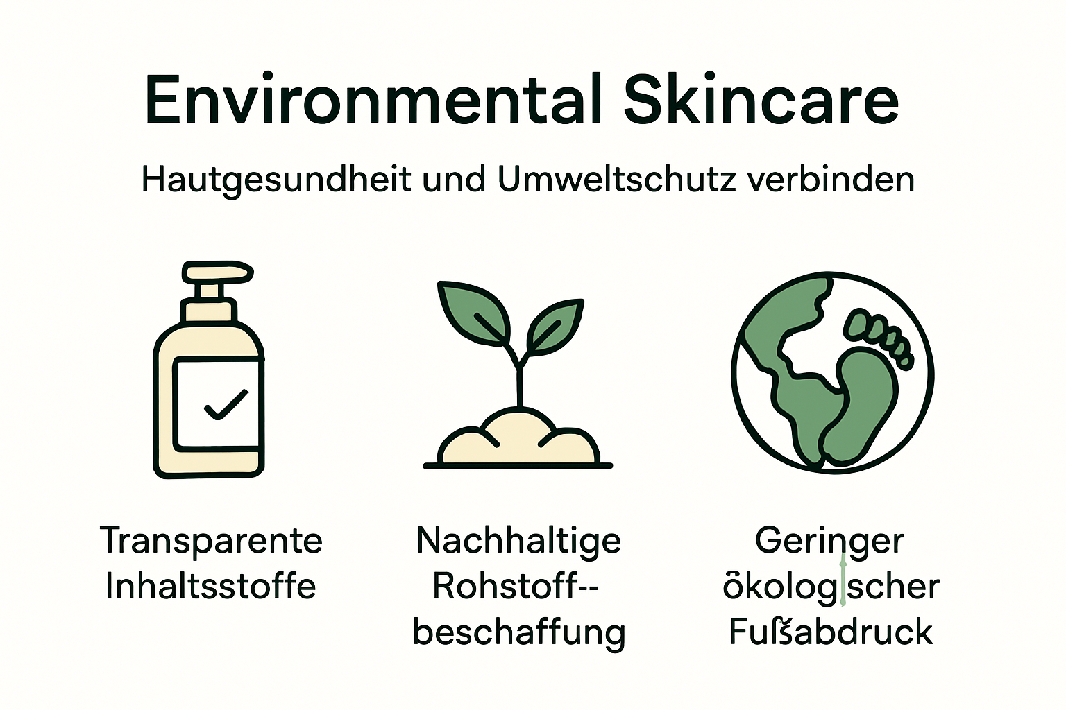 Übersichtliche Grafik: Die wichtigsten Grundlagen und Prinzipien umweltbewusster Hautpflege auf einen Blick erklärt