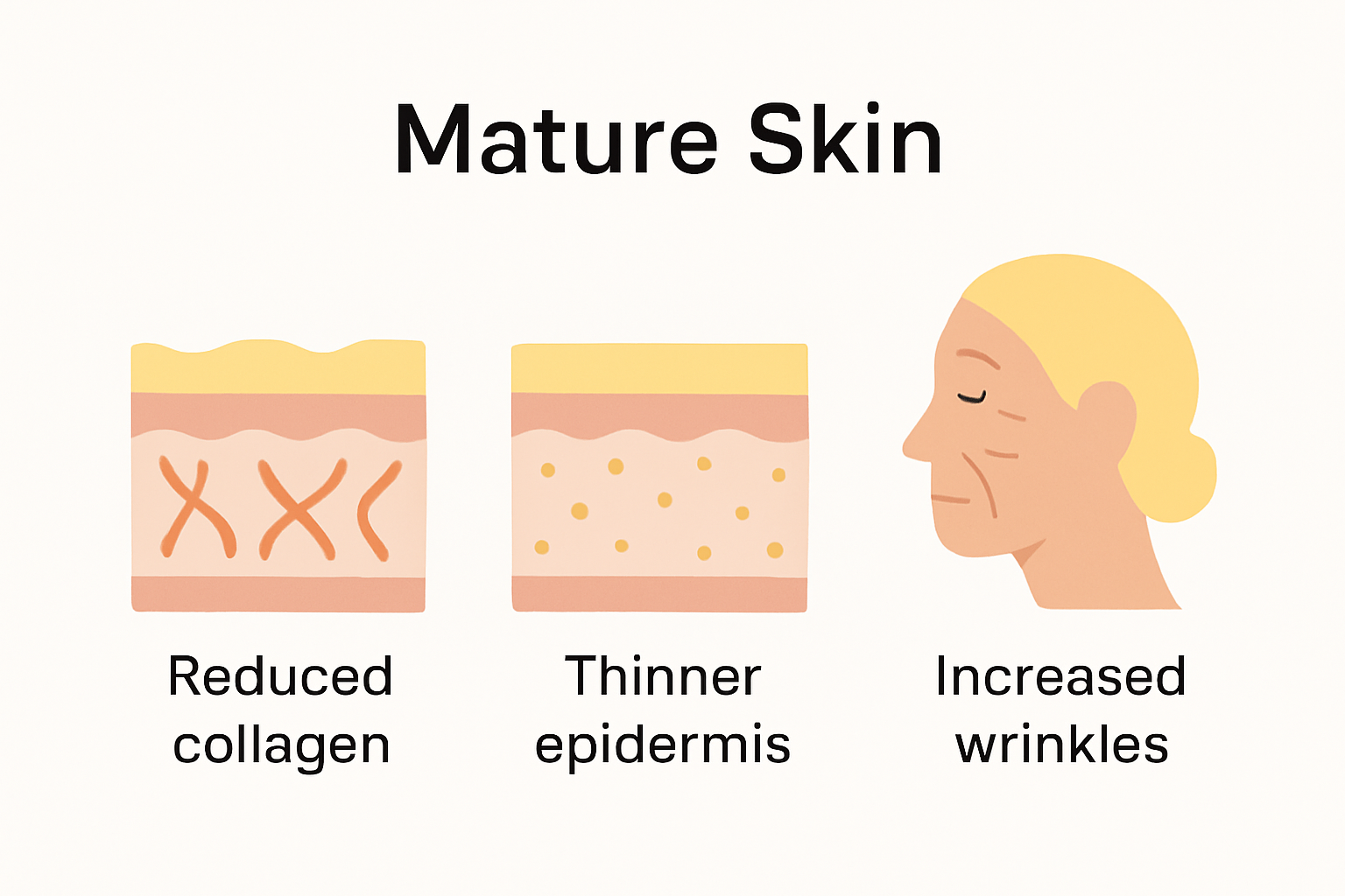 Infographic showing biological changes in mature skin