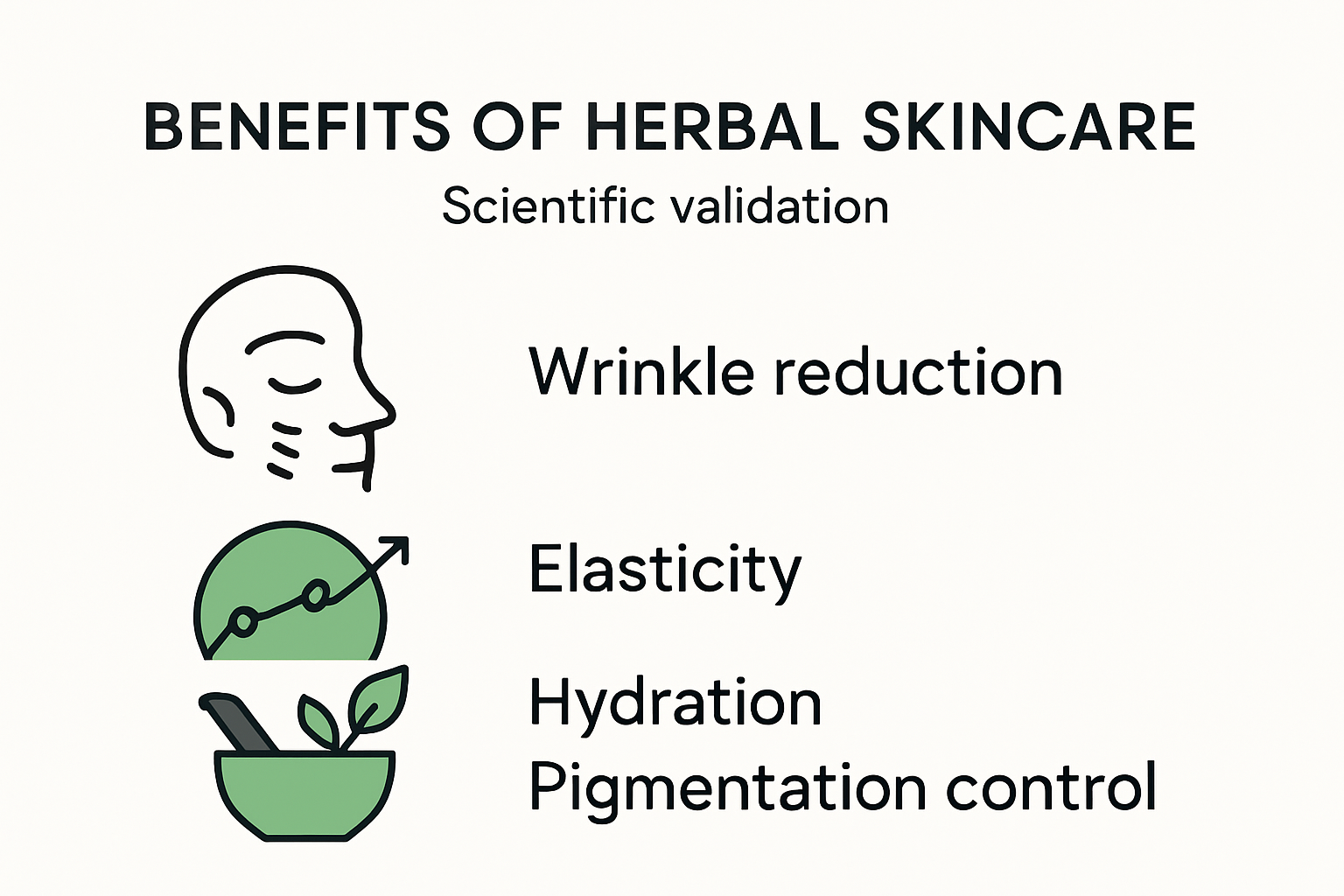 Visual summary of benefits of herbal skincare