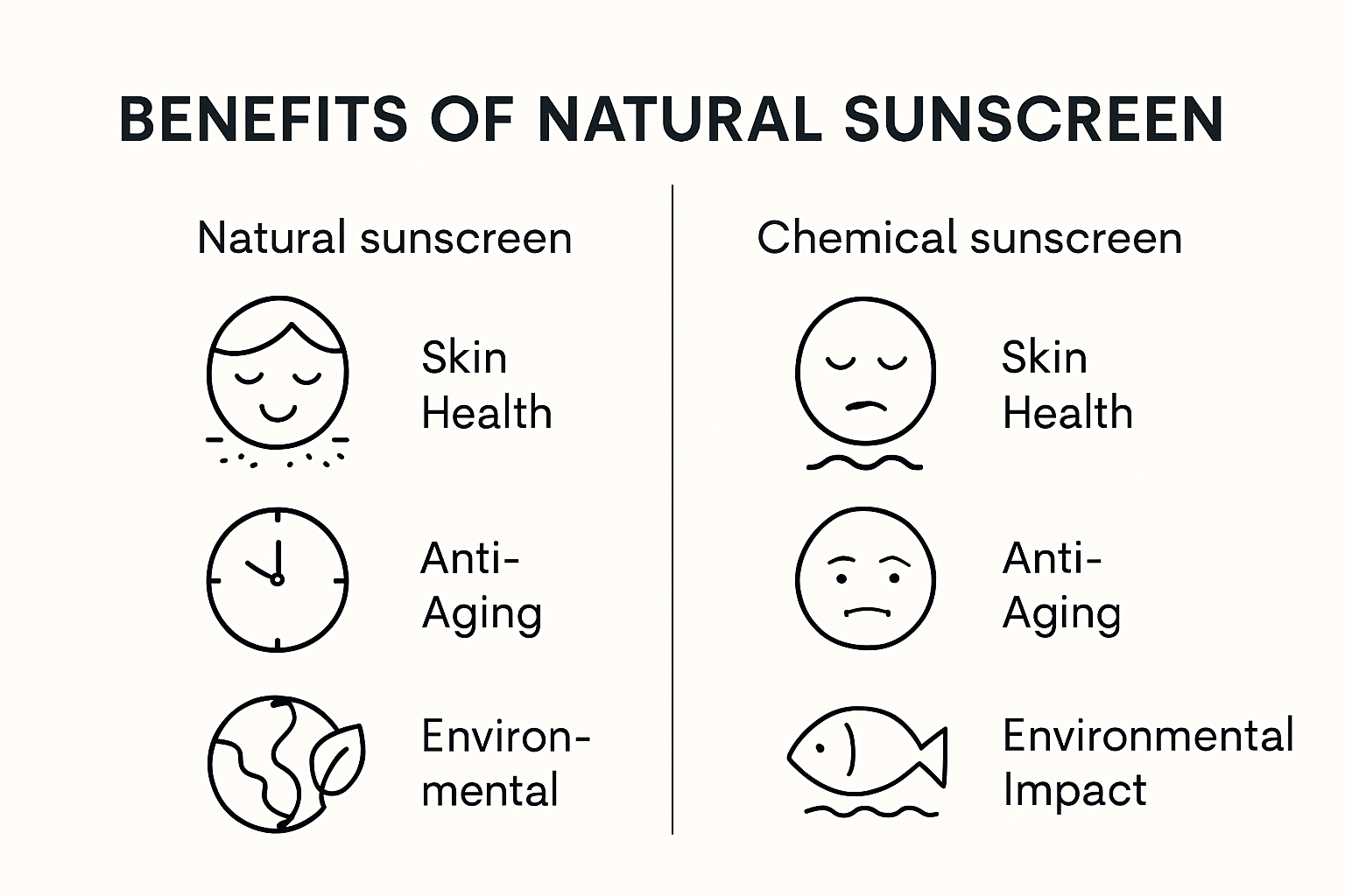 Infographic comparing benefits of natural vs chemical sunscreen