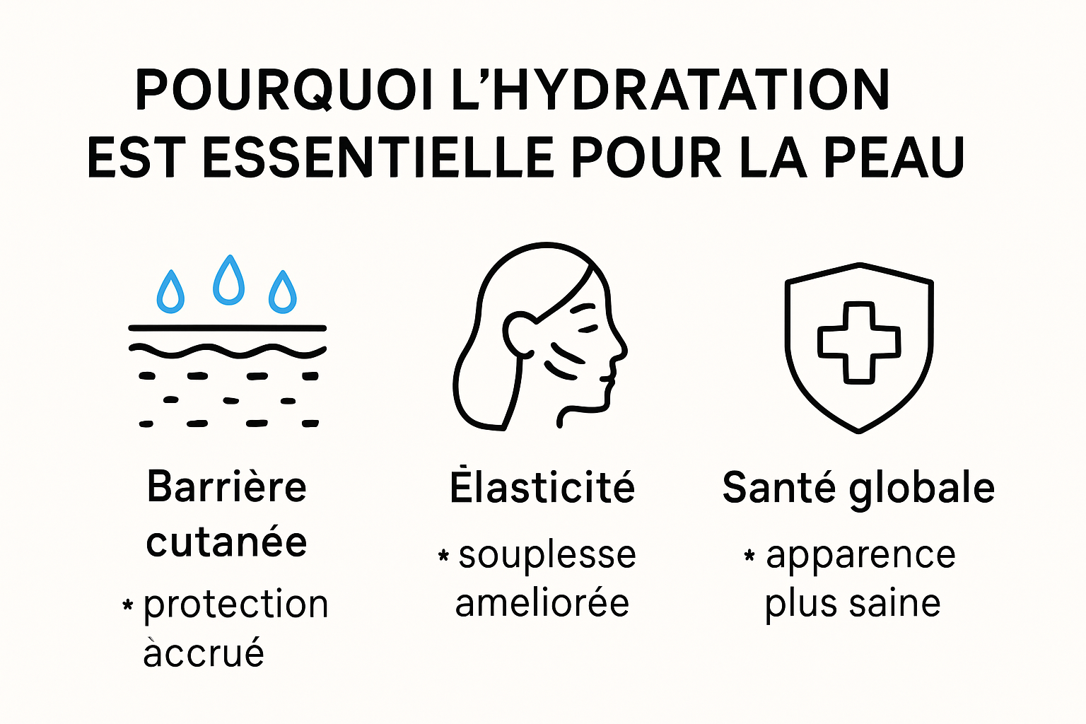 Infographie expliquant l'importance de l'hydratation pour la peau