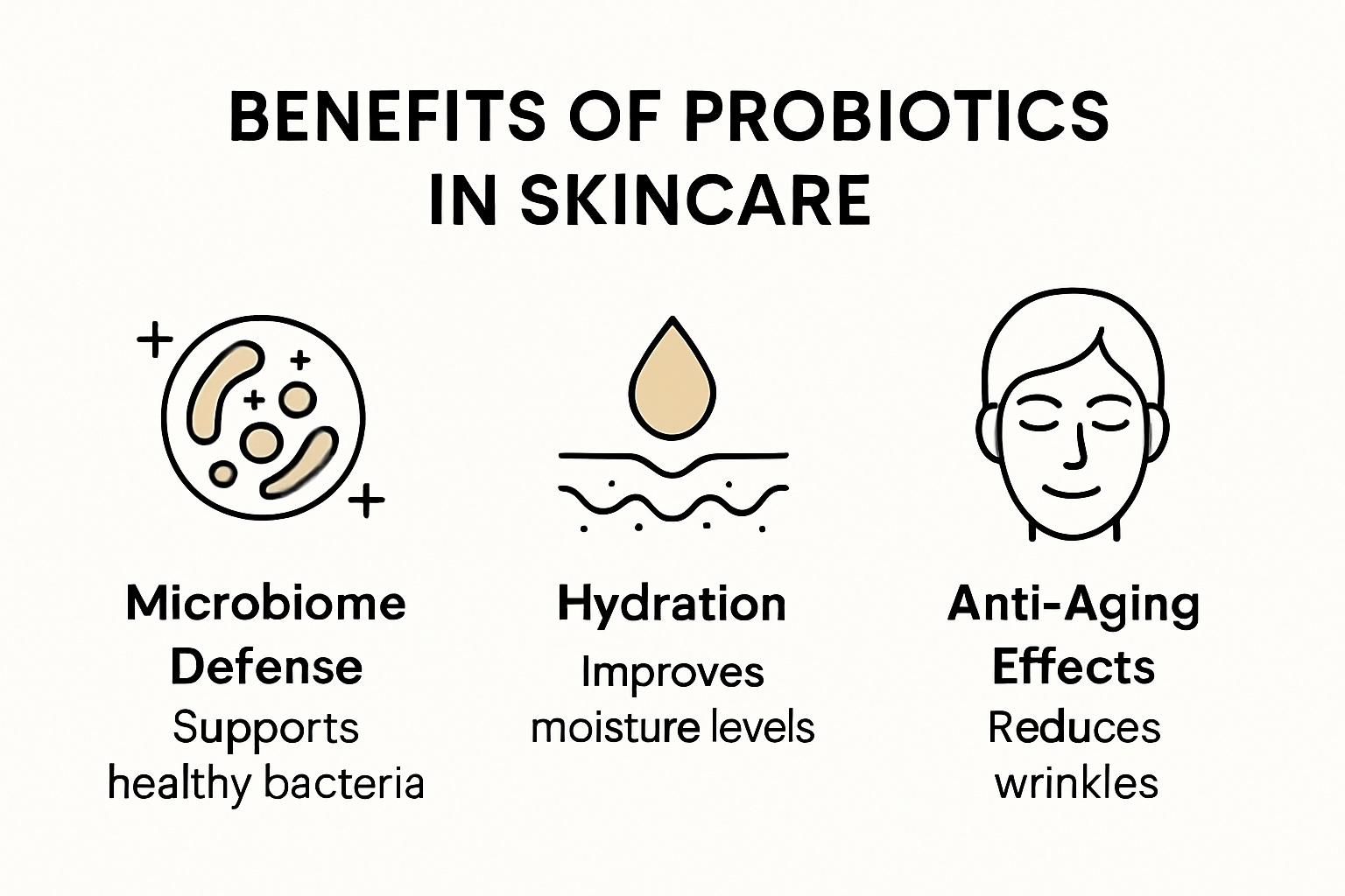Infographic showing top benefits of probiotics in skincare