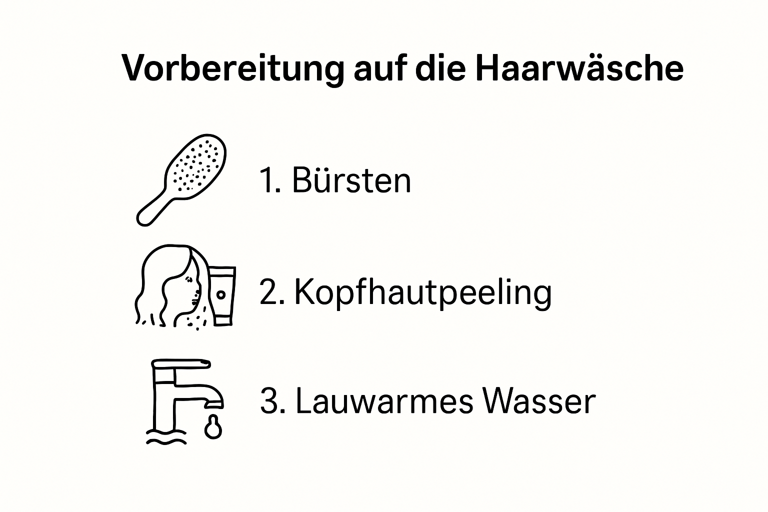 Infografik zur Haar- und Kopfhautvorbereitung vor dem Waschen