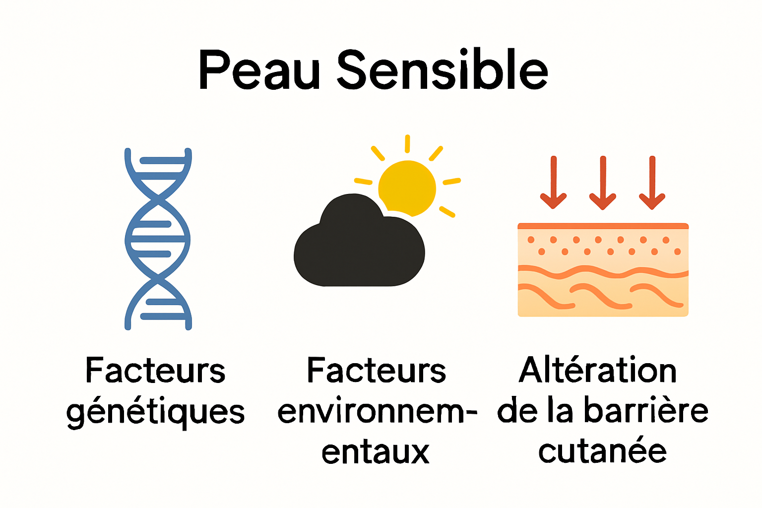 Infographie des causes et mécanismes de la peau sensible