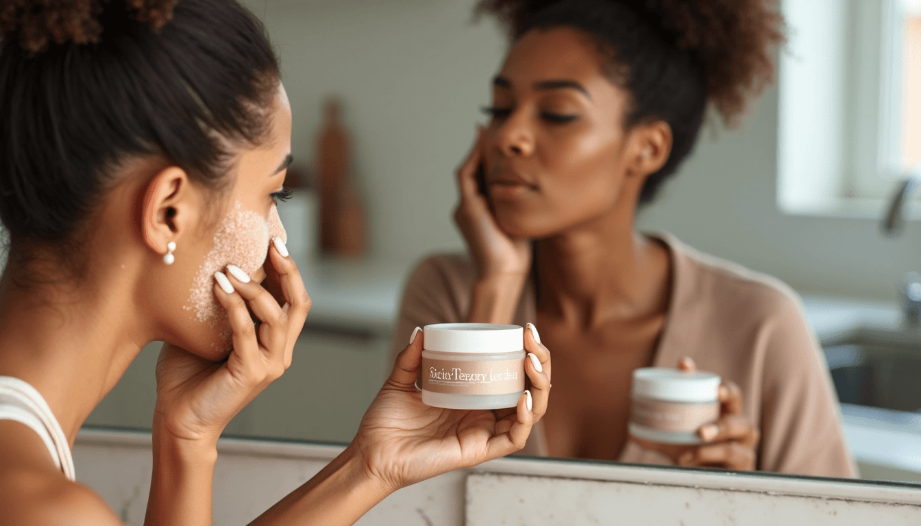 Women comparing and caring for skin texture