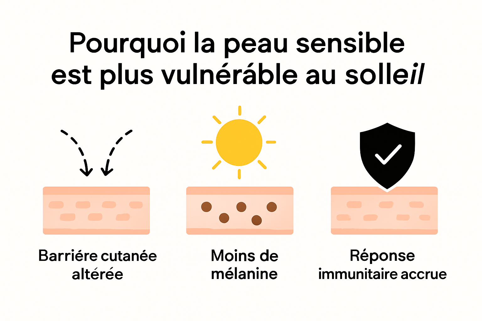 Infographie sur la vulnérabilité de la peau sensible au soleil