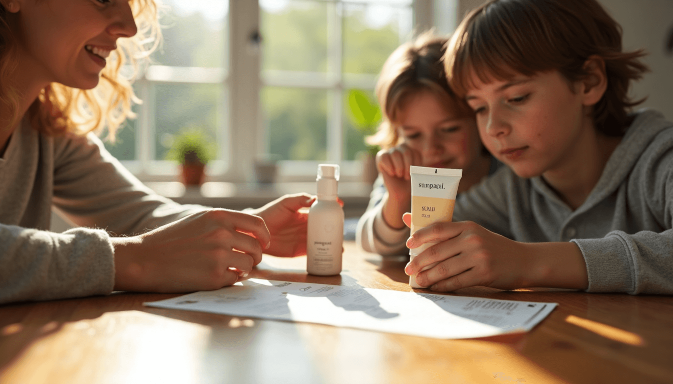 Personas comparan botellas de protector solar con lista de ingredientes