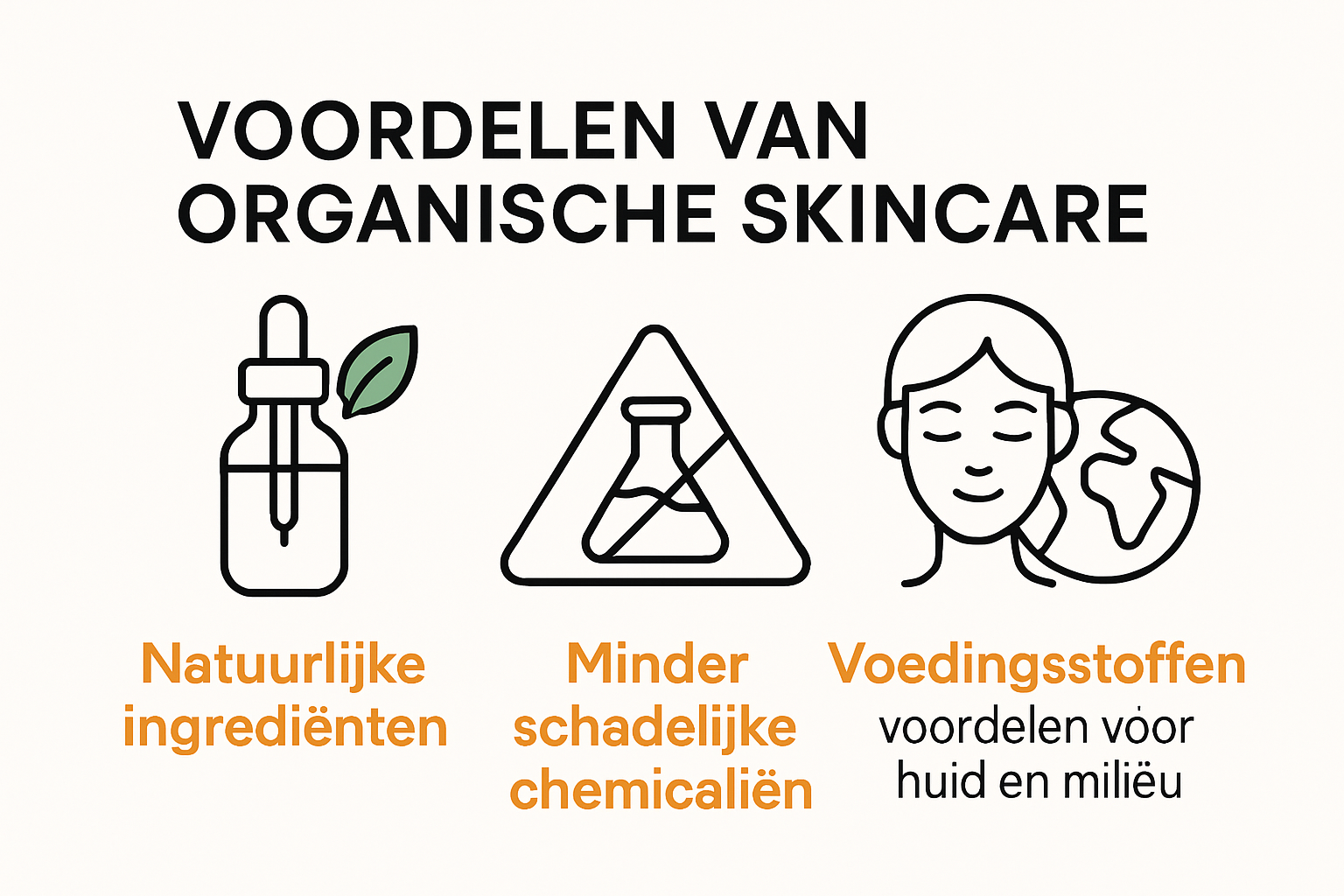 Infografía con los beneficios del cuidado de la piel orgánico para la piel y el medio ambiente