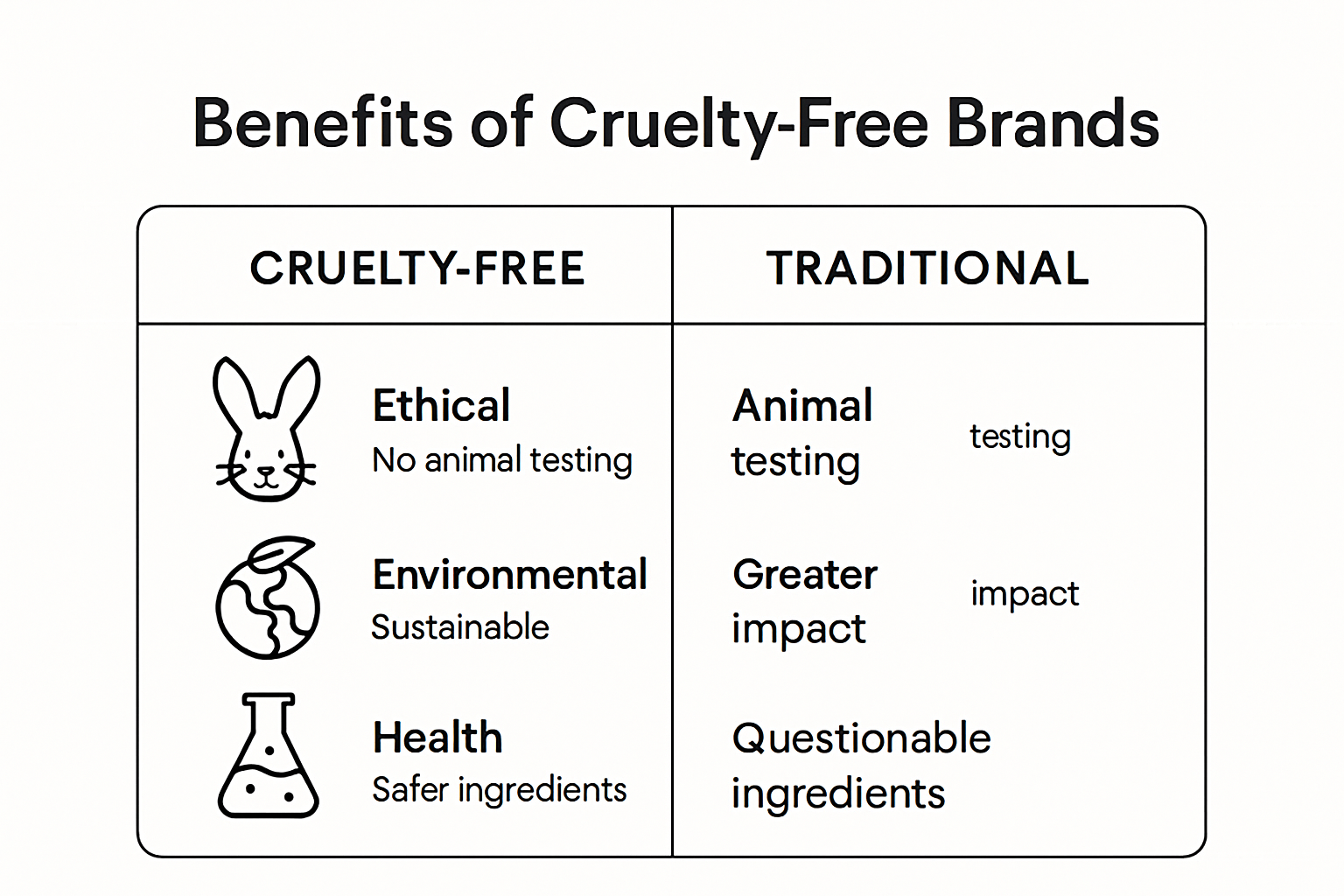 Infographic showing key benefits of cruelty-free skincare brands