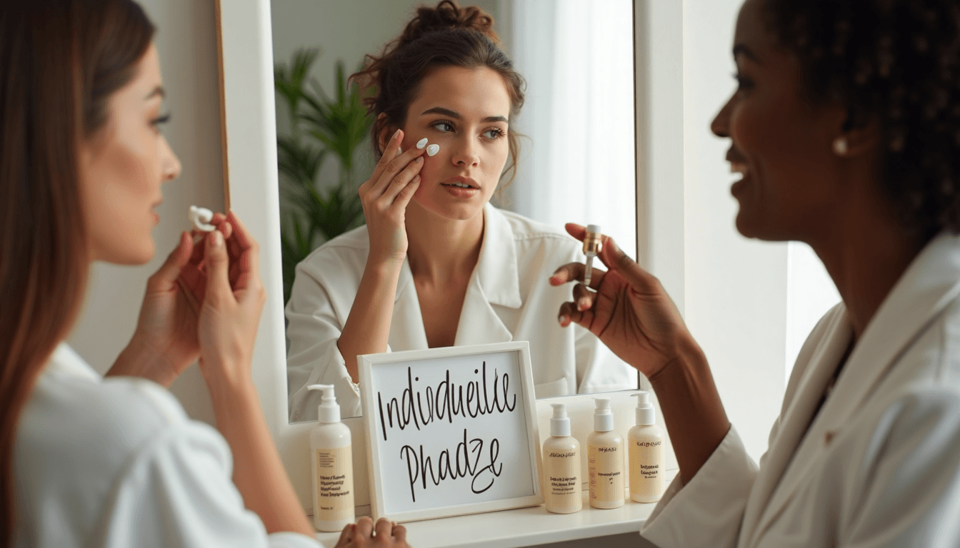 Dos mujeres aplican crema y sérum para rutinas individuales de cuidado de la piel