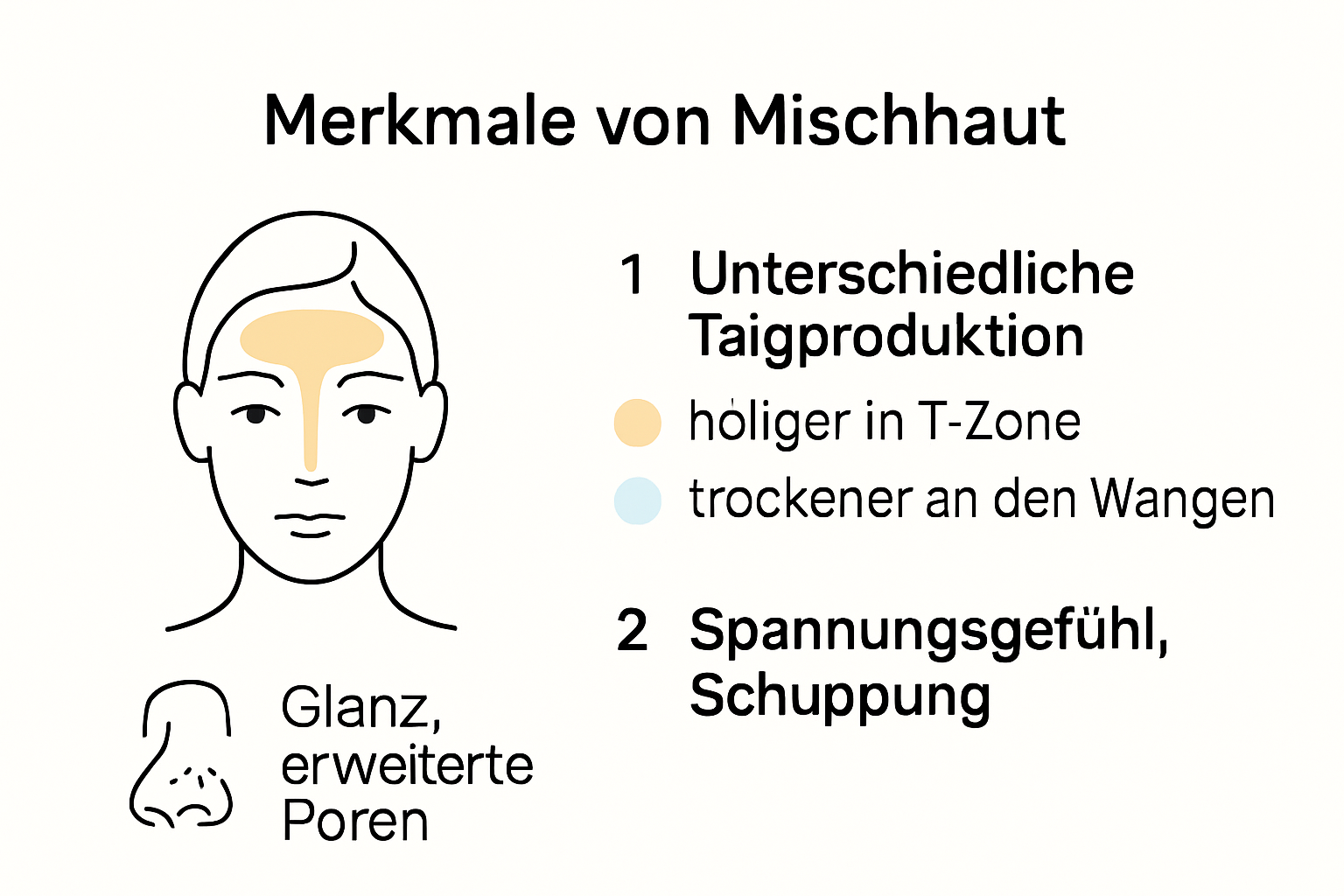 Infografik: Aufbau und Eigenschaften von Mischhaut im Gesicht