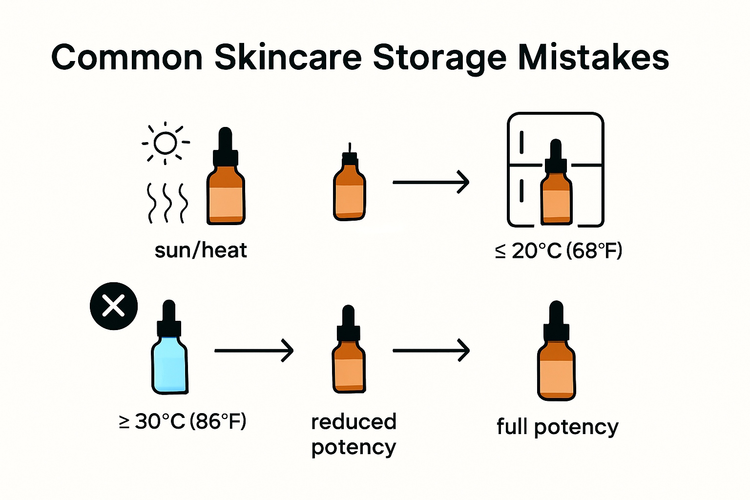 Infographic on proper skincare product storage methods