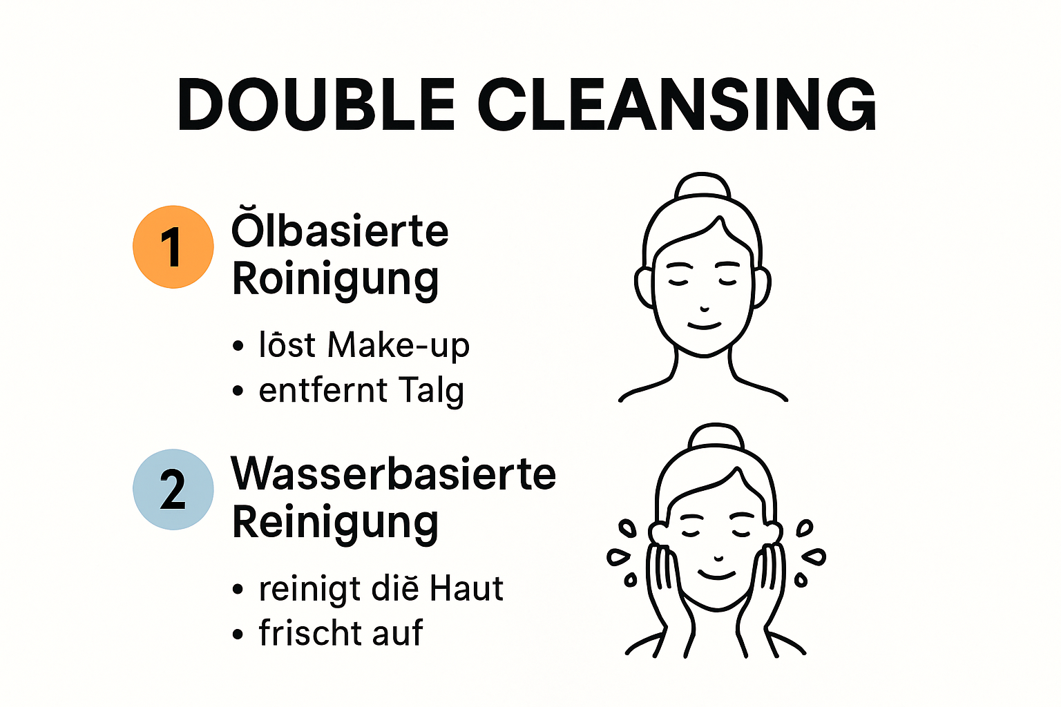 Infografía: Proceso de Double Cleansing en dos pasos