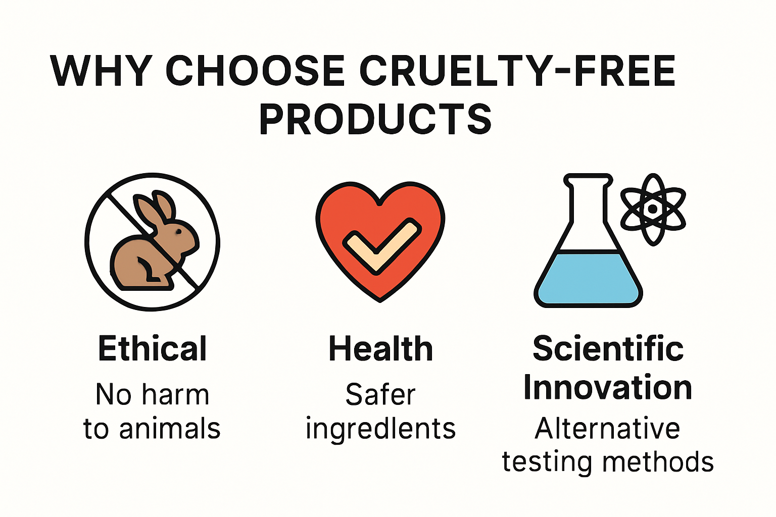 Infografía que muestra los beneficios de los productos libres de crueldad