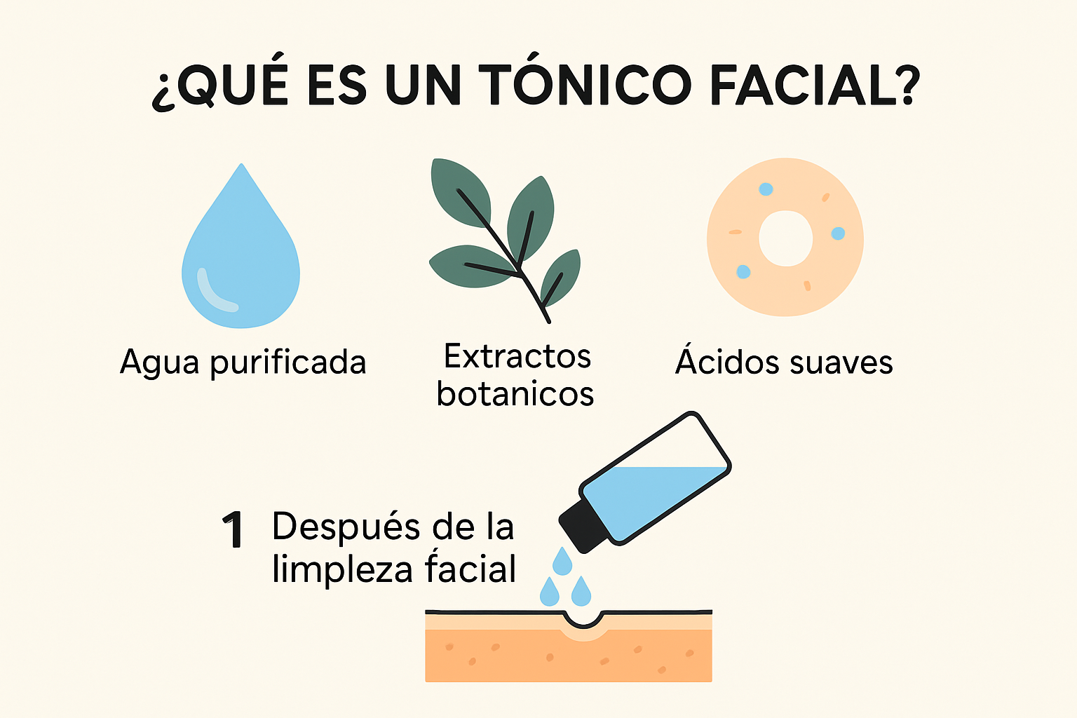 Infografía explicando qué es un tónico facial y sus componentes