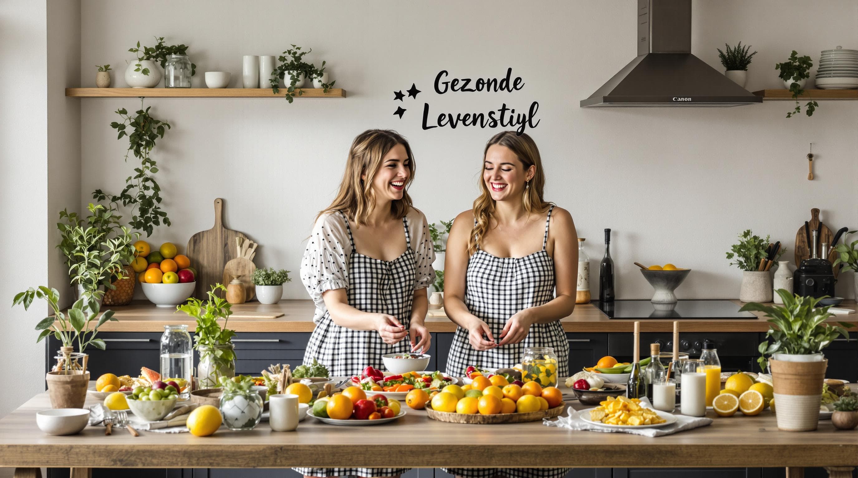 Mujeres preparan alimentos saludables como parte de su estilo de vida