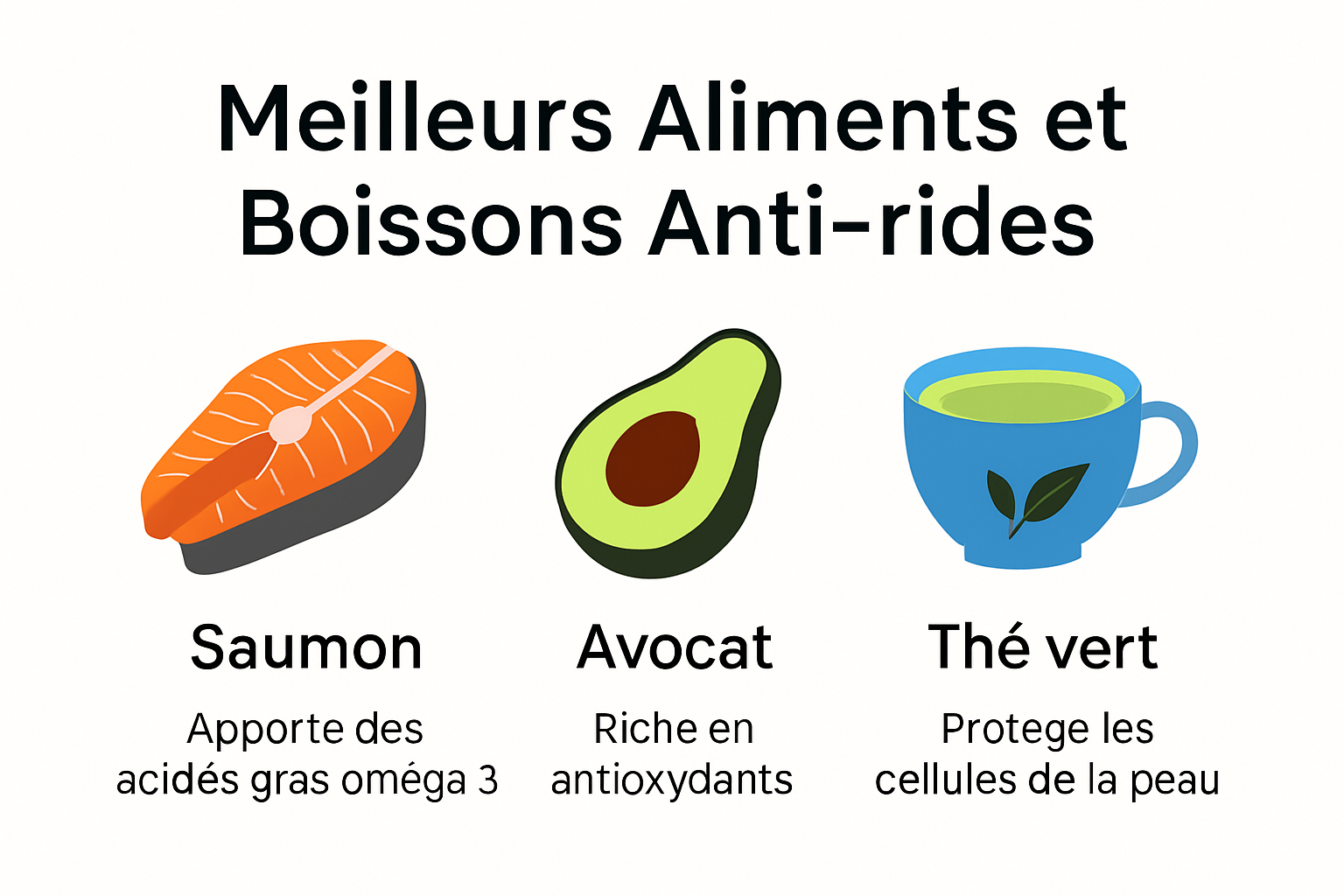 Infografía sobre alimentos y bebidas antiarrugas y su impacto en la piel
