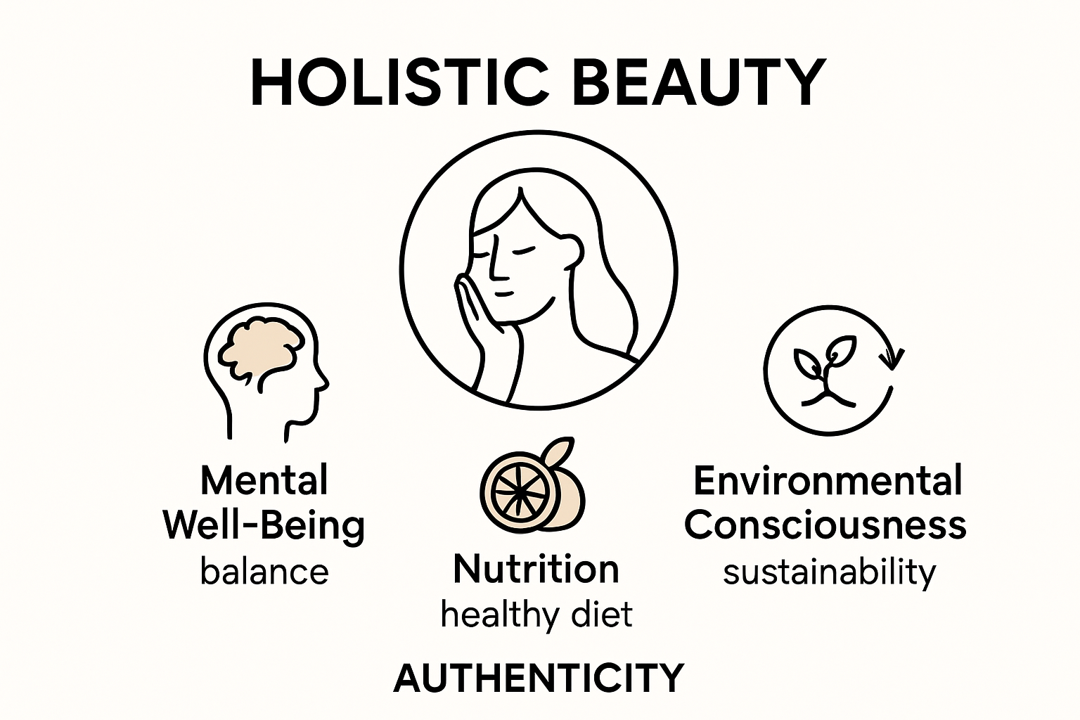Core pillars of holistic beauty illustrated diagram