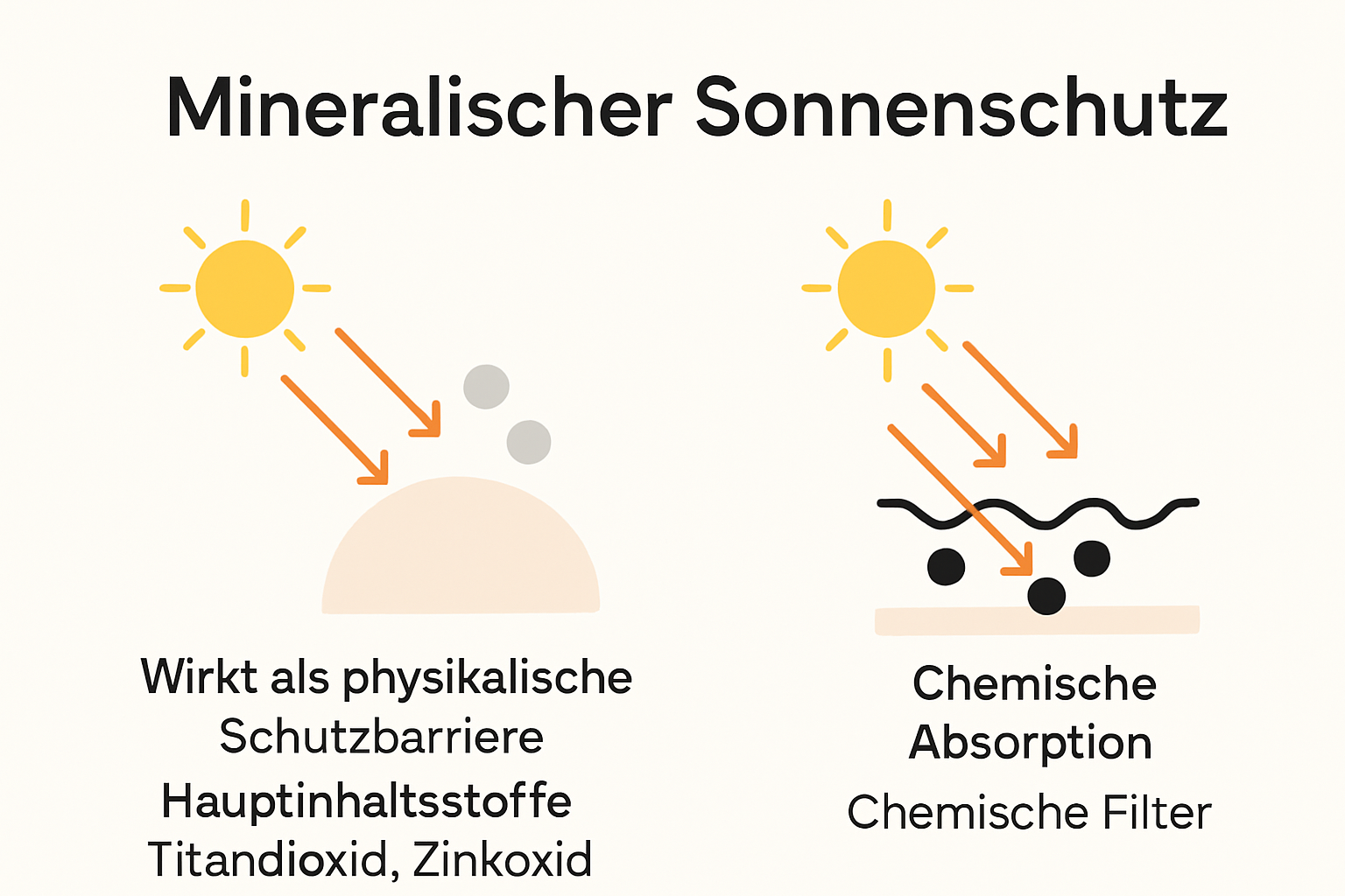 Infografía sobre el modo de acción y los ingredientes de los protectores solares minerales
