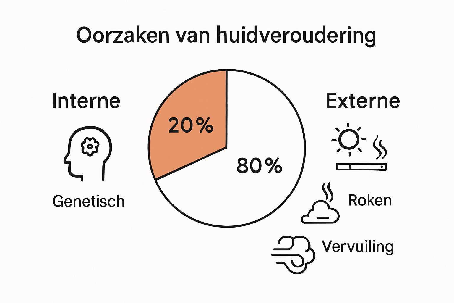 Übersicht Infografik Ursachen der Hautalterung mit Symbolen und Prozentsätzen