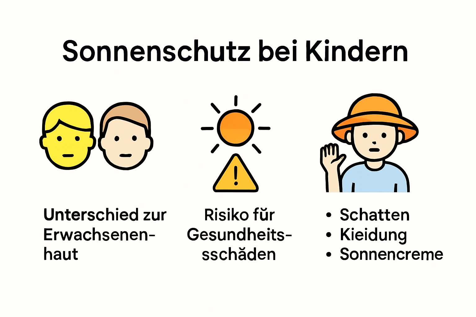 Infografik: Gründe für Sonnenschutz bei Kindern und Risikofaktoren