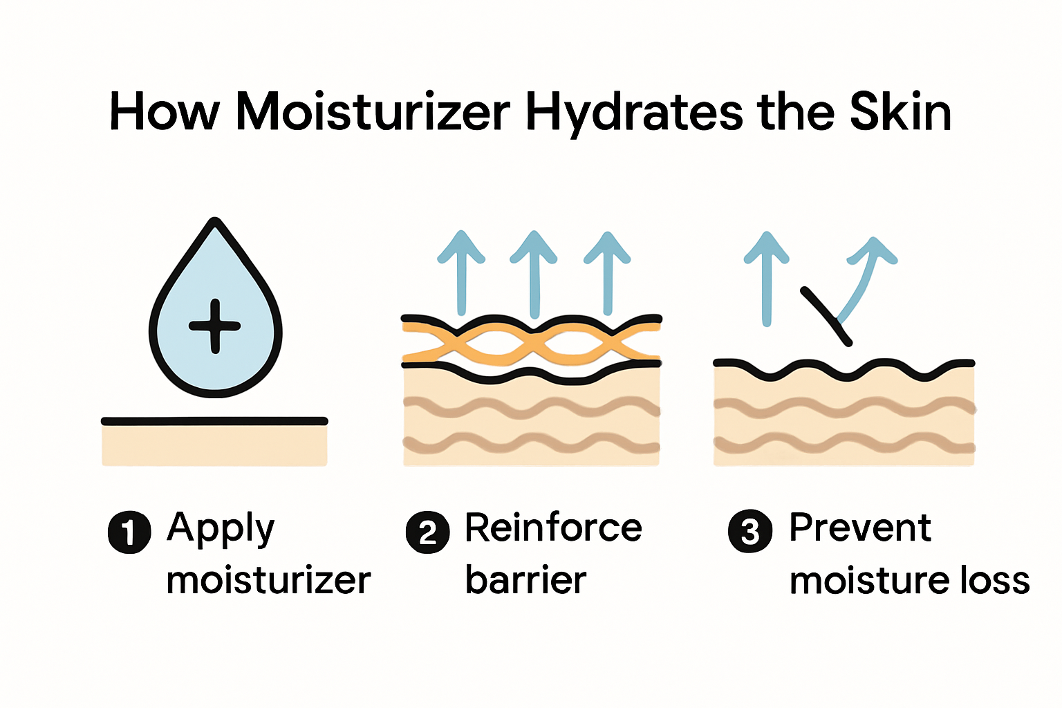 Basic infographic on moisturizer's skin hydration function