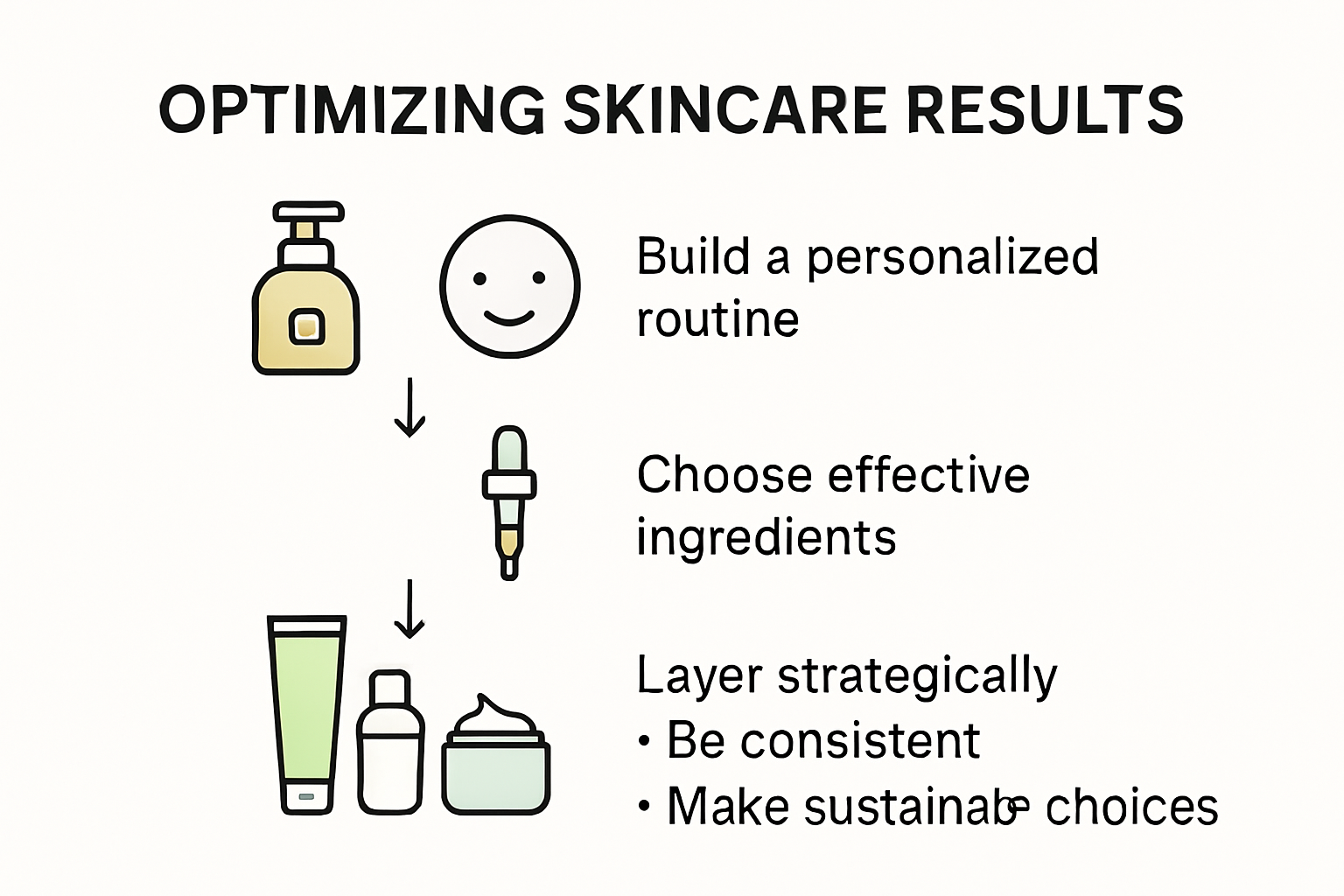 Skincare results improvement infographic with tips and steps