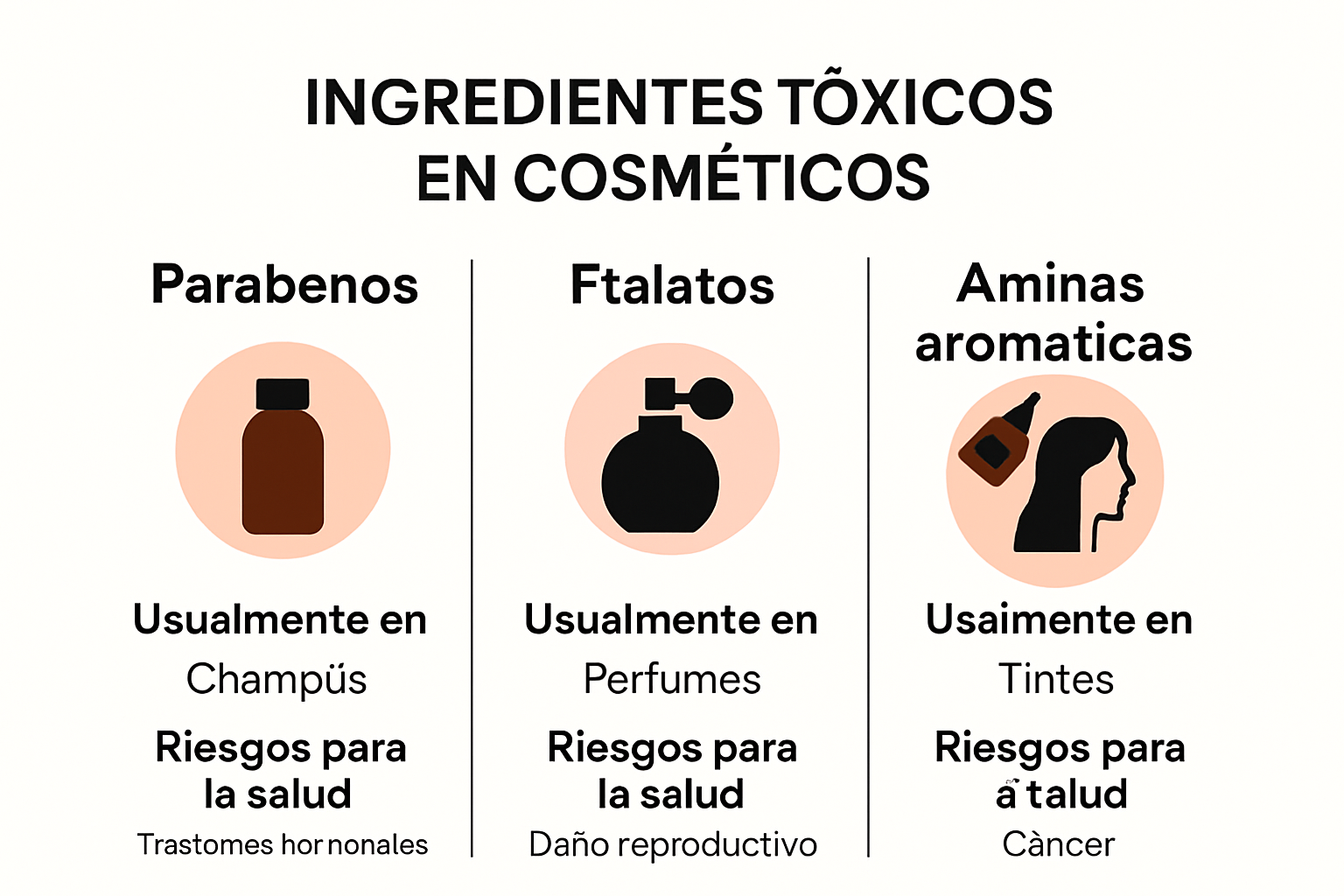 Infografik über häufige toxische Inhaltsstoffe in Kosmetika und deren Risiken.