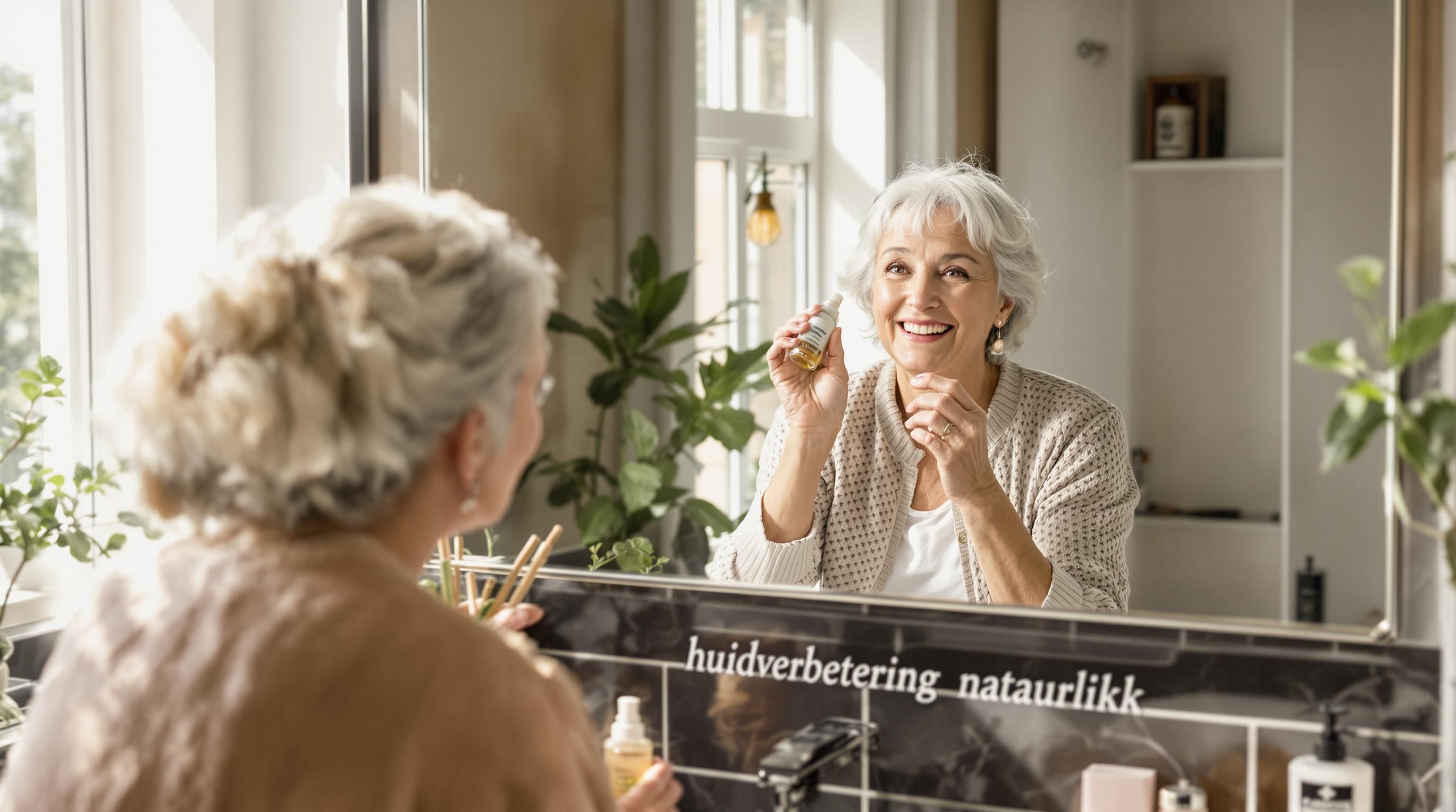 Mother and adult daughter applying skincare in sunlit home bathroom