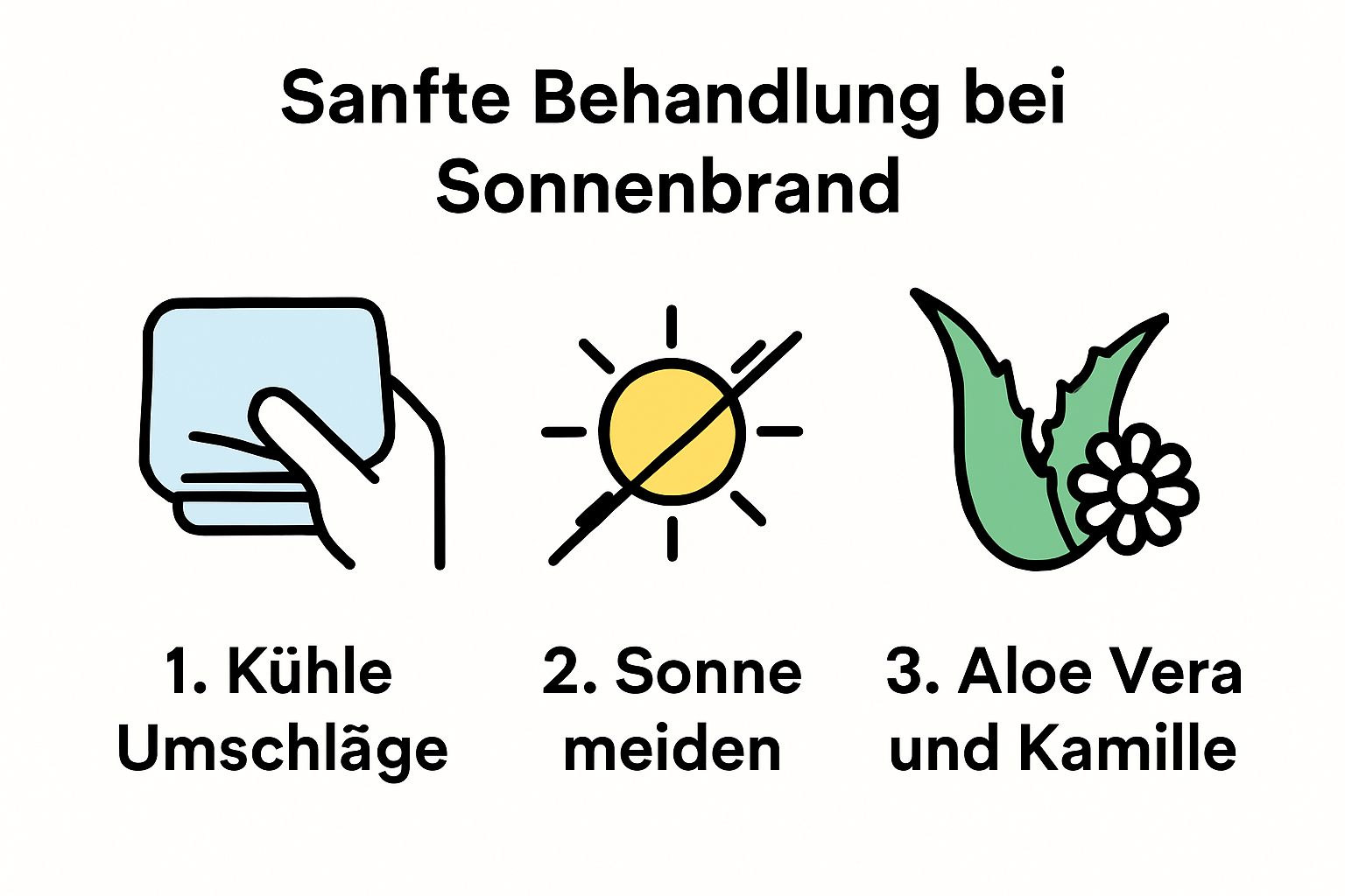 Infografik: sanfte Behandlungsmethoden bei Sonnenbrand