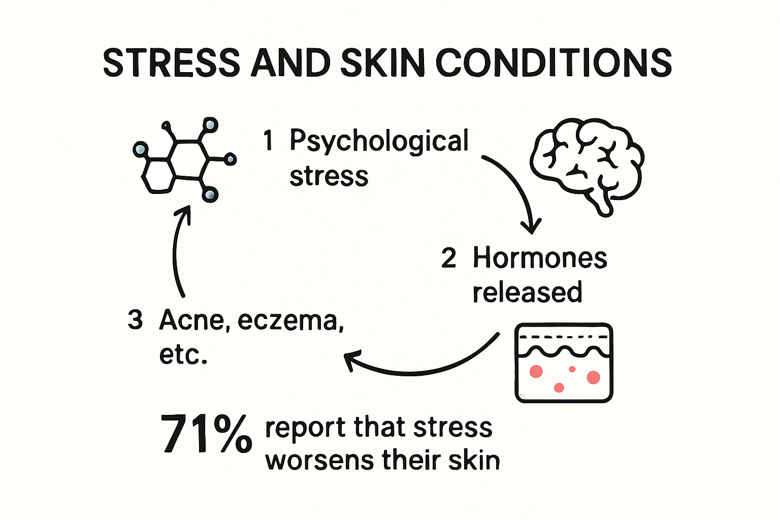 Infographic of skin conditions and emotional stress cycle