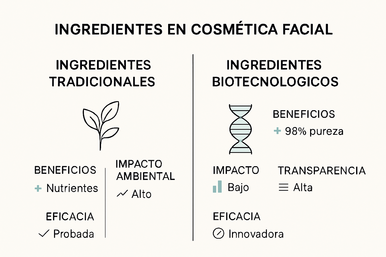 Infografik zu biotechnologischen und traditionellen Inhaltsstoffen in der Gesichtspflege