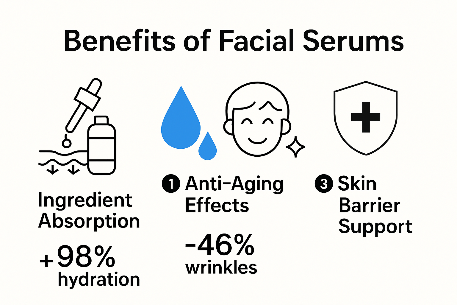 Infographic of facial serum benefits and process
