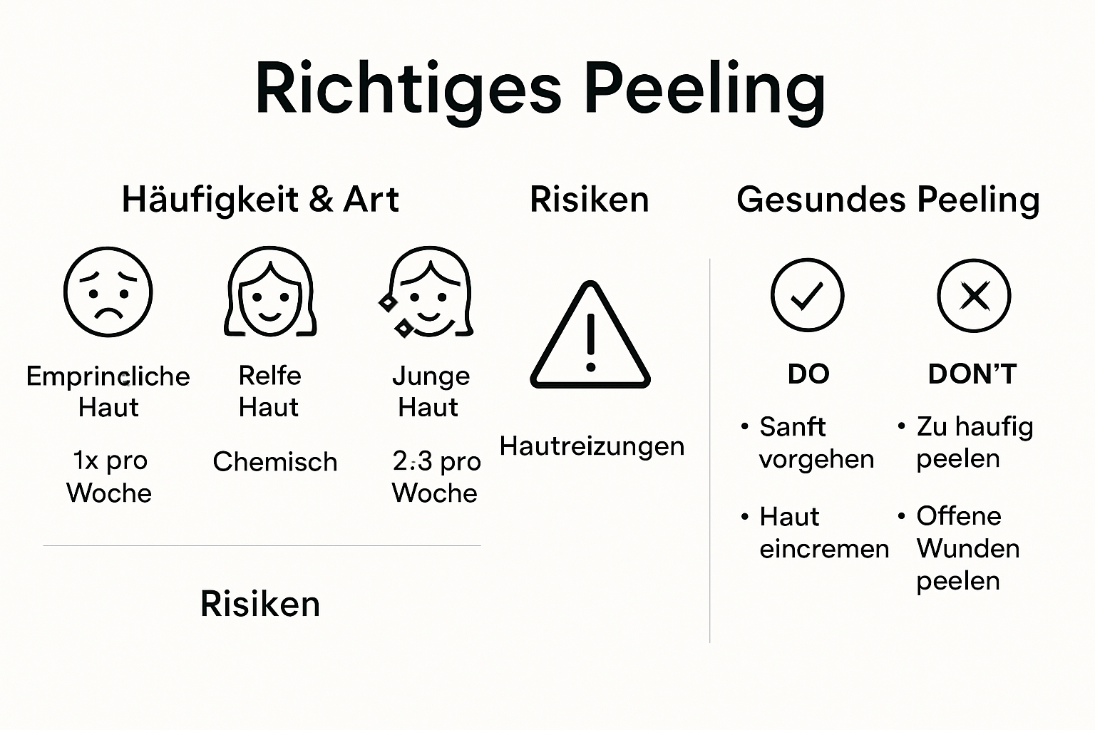 Infografik über sichere und effektive Peeling-Frequenz und -Methoden