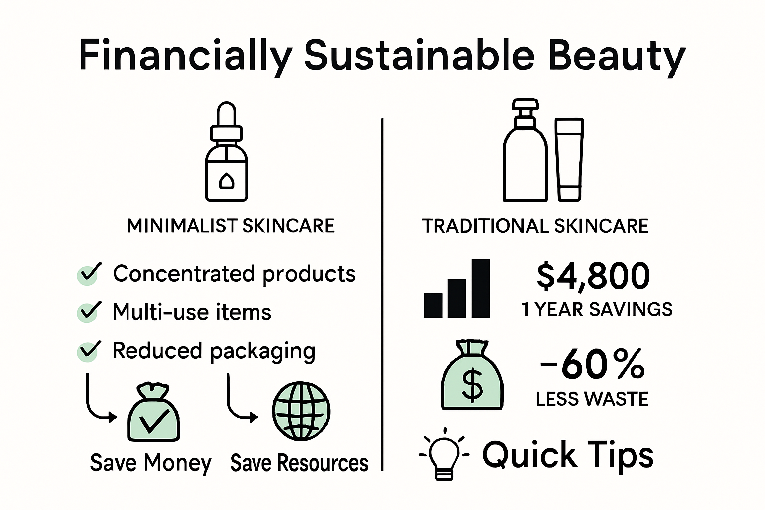 Infographic illustrating the benefits of minimalist skincare routines for sustainability and savings