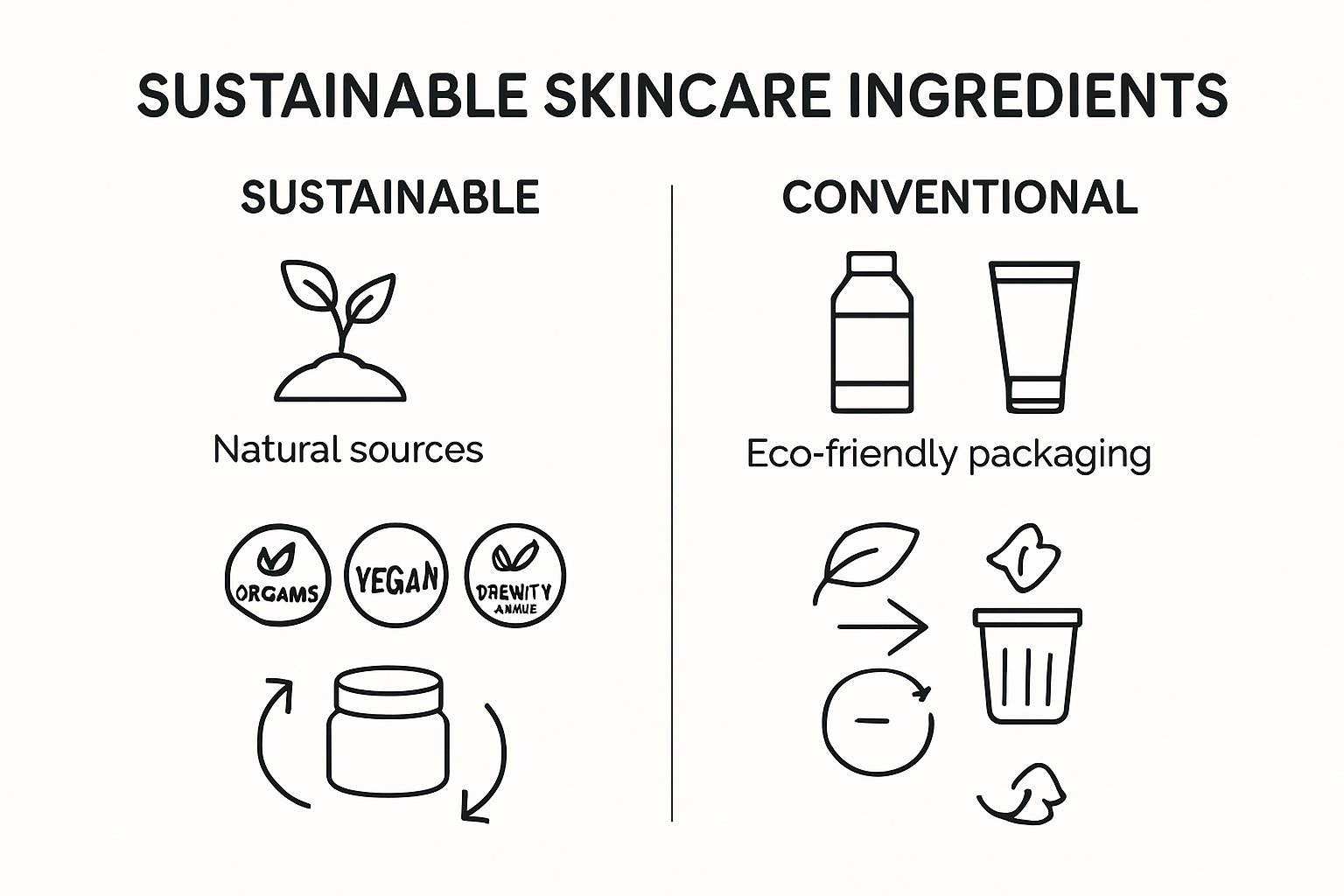 Infographic comparing sustainable and conventional moisturizer ingredients