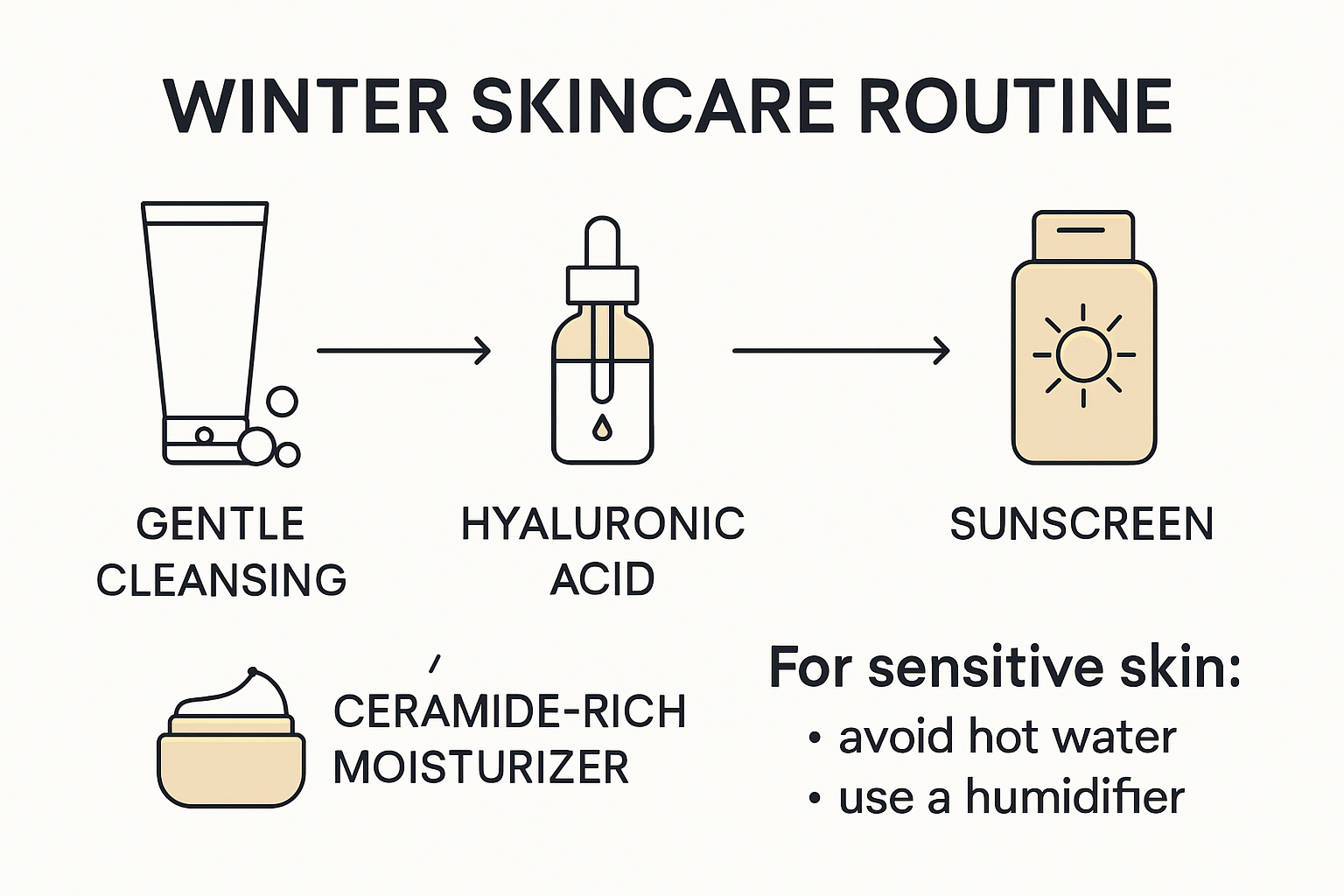 Infographic of clean beauty winter skincare steps