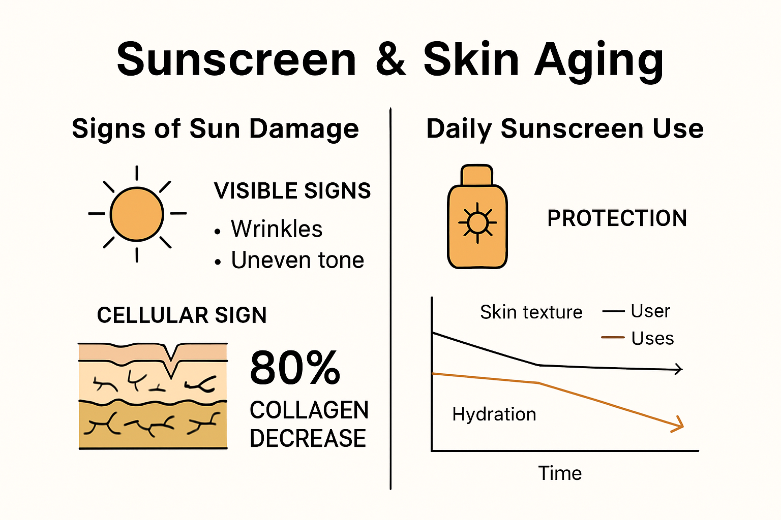 Infographic showing sunscreen's anti-aging benefits