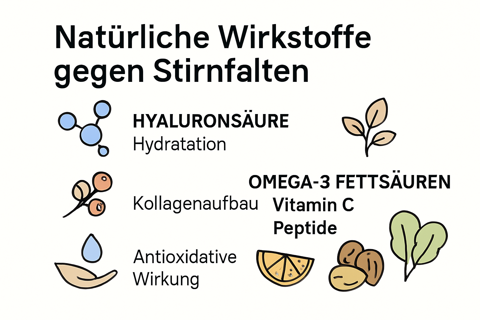Infografik: Natürliche Mittel und Ernährung für weniger Stirnfalten